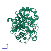 PDB entry 4dia coloured by chain, side view.