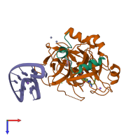 PDB entry 4dih coloured by chain, top view.