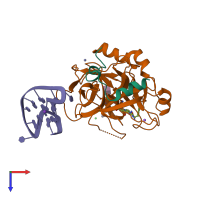 PDB entry 4dii coloured by chain, top view.