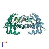 PDB entry 4dij coloured by chain, top view.