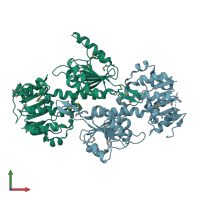 PDB entry 4dio coloured by chain, front view.