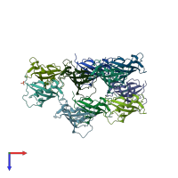 PDB entry 4dip coloured by chain, top view.