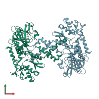 PDB entry 4diq coloured by chain, front view.