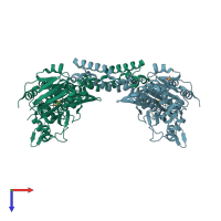 PDB entry 4diq coloured by chain, top view.