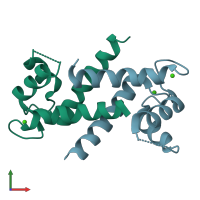 PDB entry 4dir coloured by chain, front view.