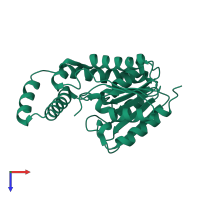 PDB entry 4diu coloured by chain, top view.