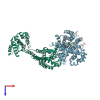 PDB entry 4djh coloured by chain, top view.