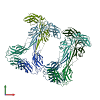 PDB entry 4djm coloured by chain, front view.