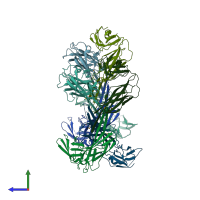 PDB entry 4djm coloured by chain, side view.