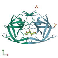 PDB entry 4djq coloured by chain, front view.