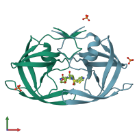 PDB entry 4djr coloured by chain, front view.