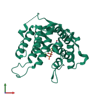 PDB entry 4dkb coloured by chain, front view.