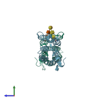 PDB entry 4dkc coloured by chain, side view.