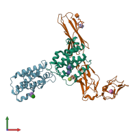 PDB entry 4dkd coloured by chain, front view.