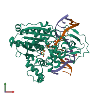 PDB entry 4dkj coloured by chain, front view.