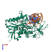 PDB entry 4dkj coloured by chain, top view.
