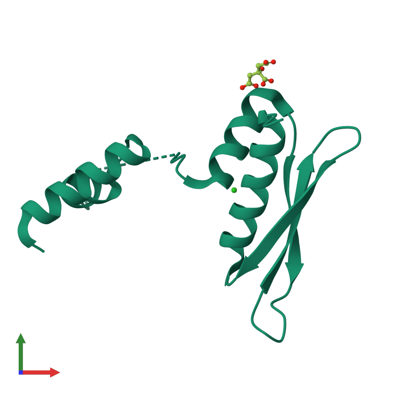 <div class='caption-body'><ul class ='image_legend_ul'>The deposited structure of PDB entry 4dkk coloured by chain and viewed from the front. The entry contains: <li class ='image_legend_li'>1 copy of Double-stranded RNA-binding protein Staufen homolog 1</li><li class ='image_legend_li'>[]<ul class ='image_legend_ul'><li class ='image_legend_li'>1 copy of CITRATE ANION</li> <li class ='image_legend_li'>1 copy of CHLORIDE ION</li></ul></li></div>