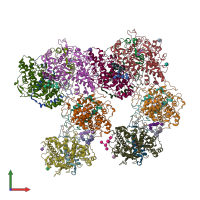 PDB entry 4dl1 coloured by chain, front view.