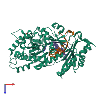 PDB entry 4dl7 coloured by chain, top view.