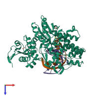 PDB entry 4dlg coloured by chain, top view.