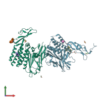 PDB entry 4dlo coloured by chain, front view.