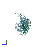 PDB entry 4dlo coloured by chain, side view.