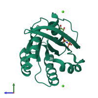 PDB entry 4dls coloured by chain, side view.