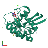 PDB entry 4dlx coloured by chain, front view.