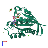 PDB entry 4dly coloured by chain, top view.