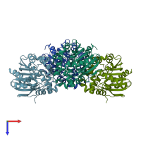 PDB entry 4dm7 coloured by chain, top view.