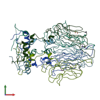 PDB entry 4dmi coloured by chain, front view.
