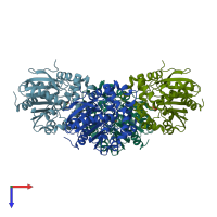 PDB entry 4dmk coloured by chain, top view.