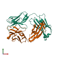 PDB entry 4dn3 coloured by chain, front view.