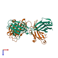 PDB entry 4dn3 coloured by chain, top view.