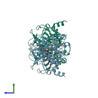 PDB entry 4dn5 coloured by chain, side view.