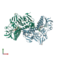 PDB entry 4dna coloured by chain, front view.