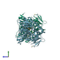 PDB entry 4dna coloured by chain, side view.