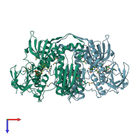 PDB entry 4dna coloured by chain, top view.