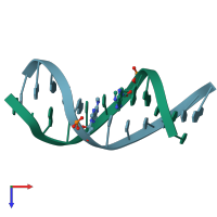 PDB entry 4dnb coloured by chain, top view.