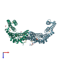 PDB entry 4dnk coloured by chain, top view.