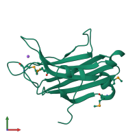 PDB entry 4dnl coloured by chain, front view.