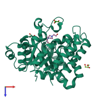 PDB entry 4dnm coloured by chain, top view.