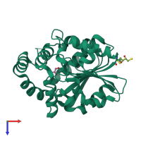 PDB entry 4dnp coloured by chain, top view.