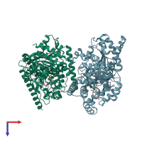 PDB entry 4do3 coloured by chain, top view.