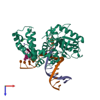 PDB entry 4doc coloured by chain, top view.