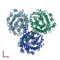 PDB entry 4doj coloured by chain, front view.
