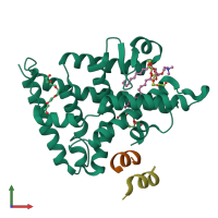 PDB entry 4dos coloured by chain, front view.