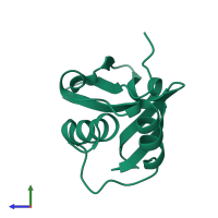 PDB entry 4dot coloured by chain, side view.
