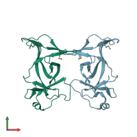 PDB entry 4dov coloured by chain, front view.