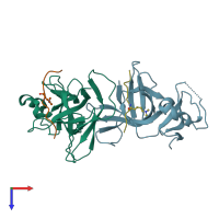 PDB entry 4dow coloured by chain, top view.